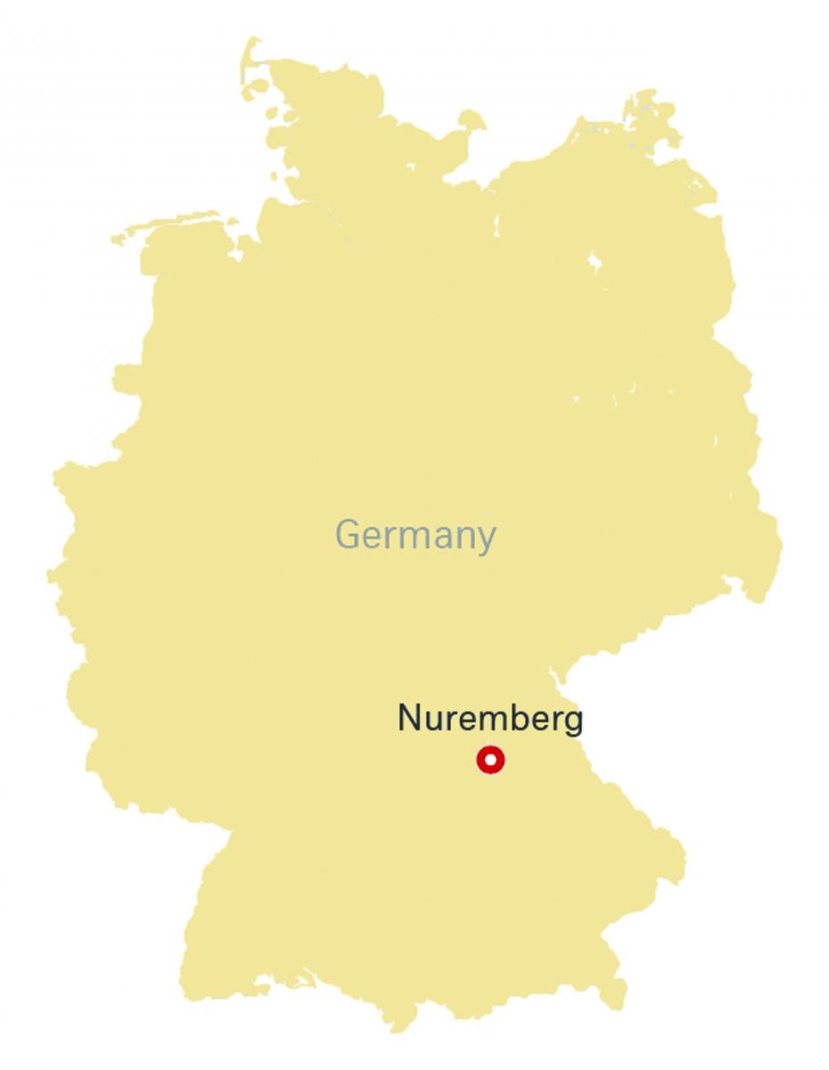A map of Germany with Nuremberg highlighted